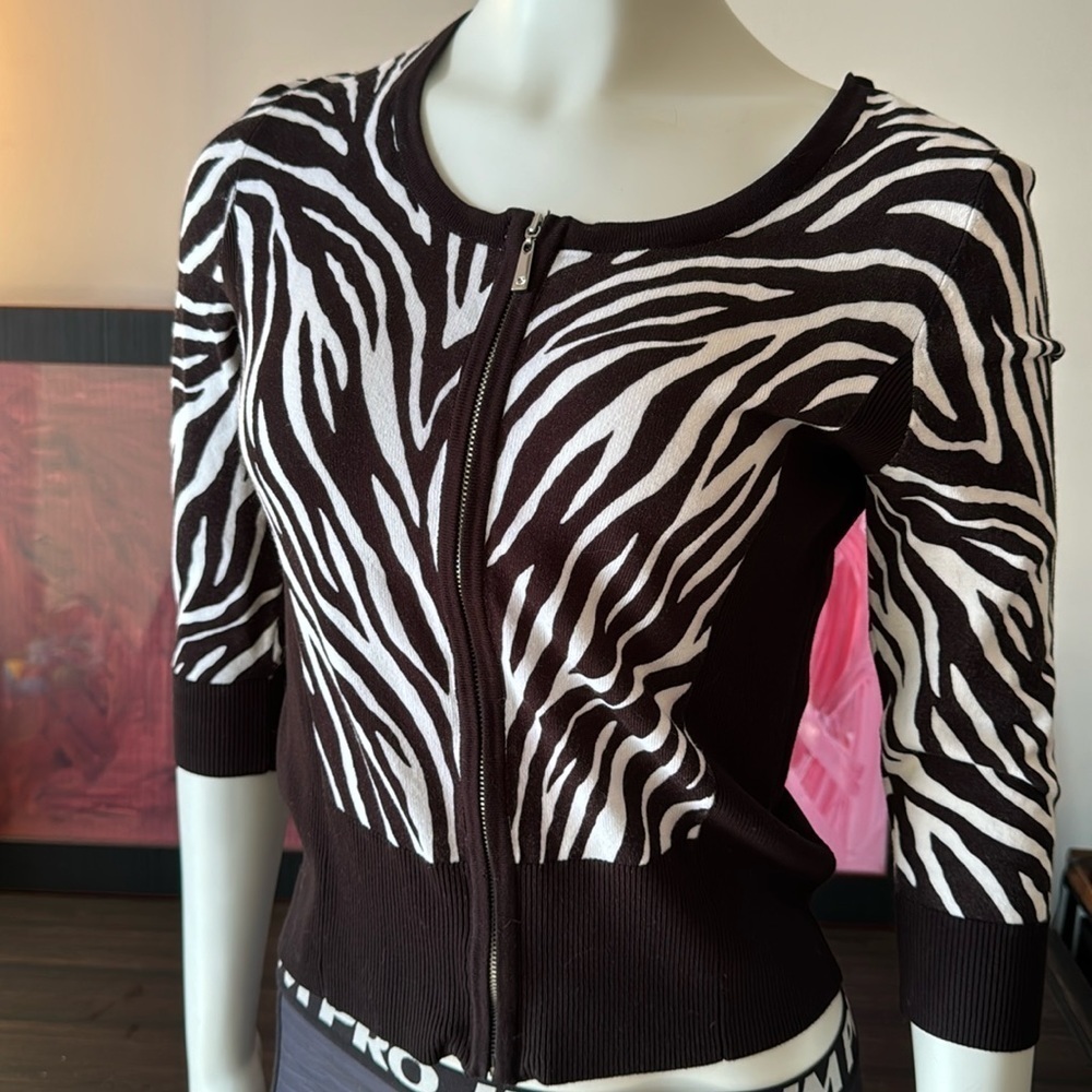 White House Black Market zebra print cardigan